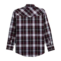 Ely Cattleman Textured Plaid Mens Long Sleeve Western Shirt