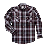 Ely Cattleman Textured Plaid Mens Long Sleeve Western Shirt