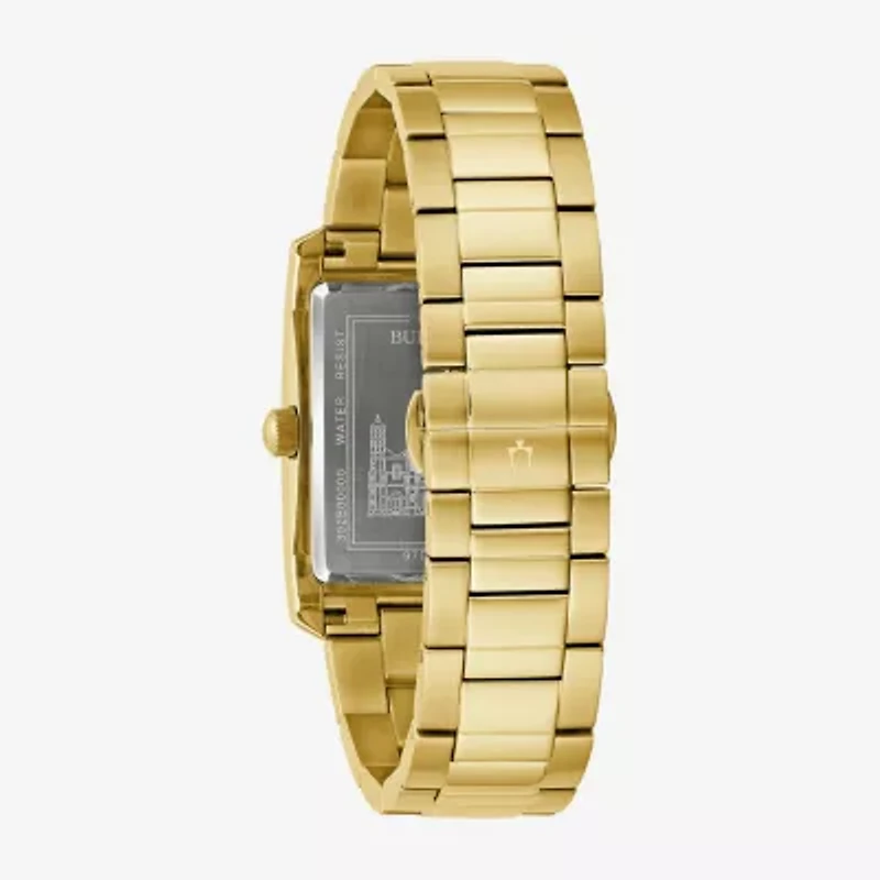 Bulova Our Lady Of Guadalupe / Nuestra Señora De Guadalupe Mens Diamond Accent Gold Tone Stainless Steel Bracelet Watch 97d137