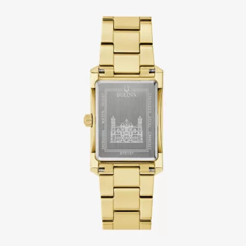 Bulova Our Lady Of Guadalupe / Nuestra Señora De Guadalupe Mens Diamond Accent Gold Tone Stainless Steel Bracelet Watch 97d137