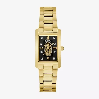 Bulova Our Lady Of Guadalupe / Nuestra Señora De Guadalupe Womens Diamond Accent Gold Tone Stainless Steel Bracelet Watch 97p169