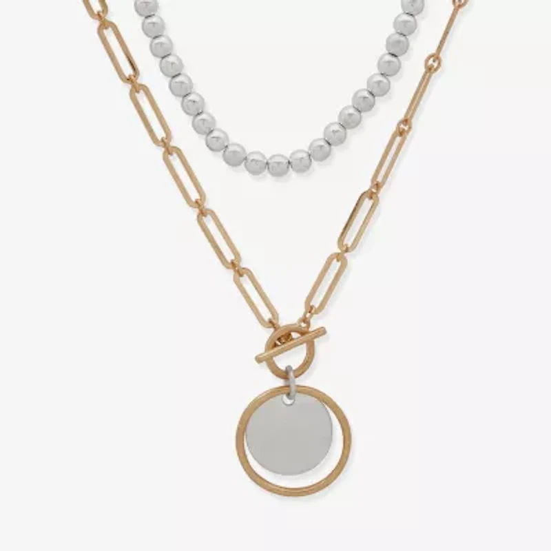 a.n.a Two Tone Womens 16 Inch Strand Necklace