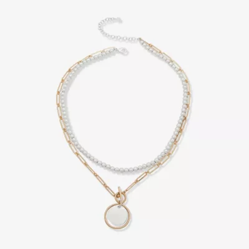 a.n.a Two Tone Womens 16 Inch Strand Necklace