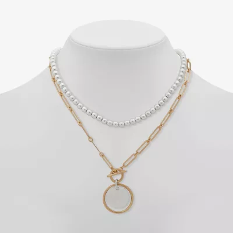 a.n.a Two Tone Womens 16 Inch Strand Necklace