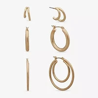 a.n.a Gold Tone Womens 3 Pair Earring Set