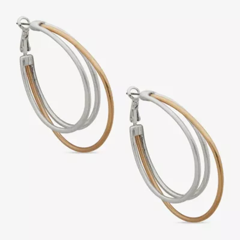 a.n.a Two Tone Womens 58.8mm Hoop Earrings