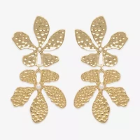 Bijoux Bar Gold Tone Womens Flower Drop Earrings