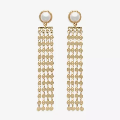 Bijoux Bar Gold Tone Womens Simulated Pearl Drop Earrings