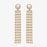 Bijoux Bar Gold Tone Womens Simulated Pearl Drop Earrings