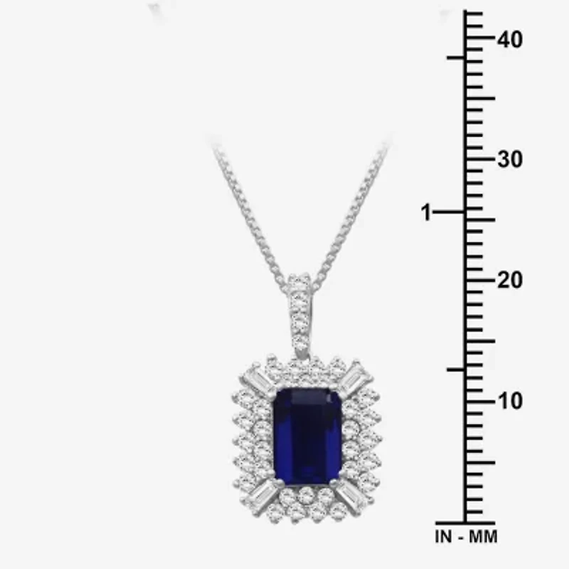 Womens Emeral-cut Gemstone & 1/2 CT. T.W. Lab-Grown Diamond 10K Gold Pendant Necklace