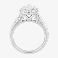 (F / Vs2) Womens 2 1/4 CT. T.W. Lab Grown White Diamond 14K Gold Pear Side Stone Bypass  Engagement Ring