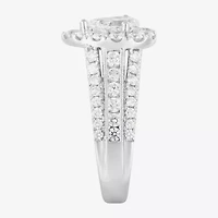 (F / Vs2) Womens 2 1/4 CT. T.W. Lab Grown White Diamond 14K Gold Pear Side Stone Bypass  Engagement Ring