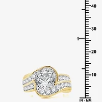 (G / Si1-Si2) Womens 3 CT. T.W. Lab Grown White Diamond 14K Gold Round Side Stone Engagement Ring