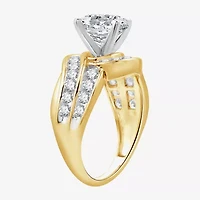 (G / Si1-Si2) Womens 3 CT. T.W. Lab Grown White Diamond 14K Gold Round Side Stone Engagement Ring