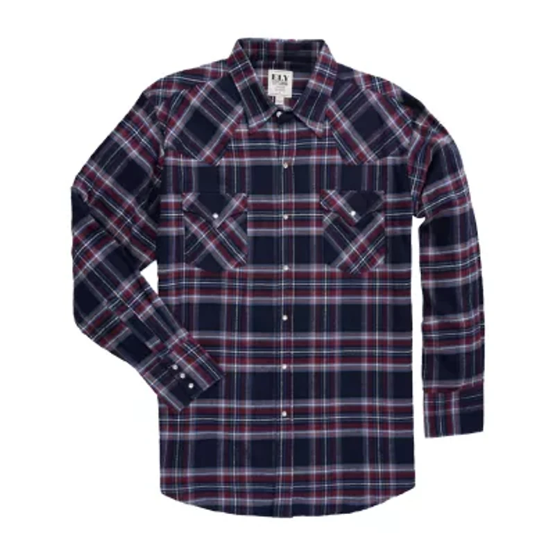 Ely Cattleman Unlined Mens Long Sleeve Classic Fit Tall Flannel Shirt