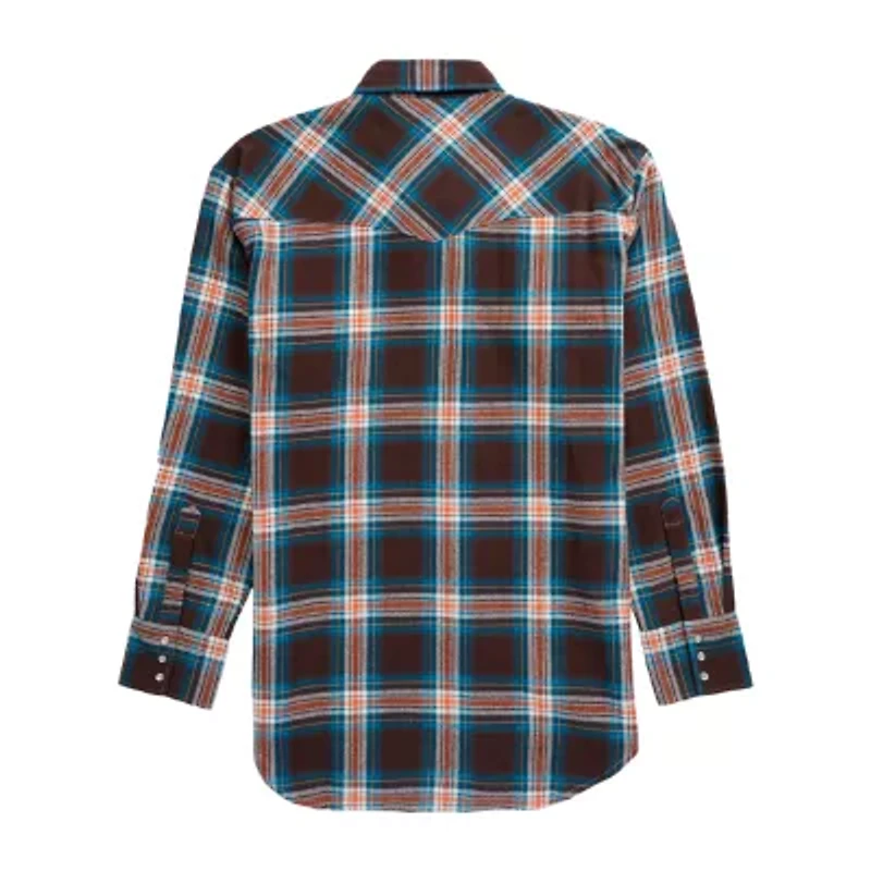 Ely Cattleman Brawny Mens Long Sleeve Classic Fit Tall Flannel Shirt