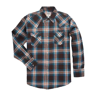 Ely Cattleman Brawny Mens Long Sleeve Classic Fit Tall Flannel Shirt