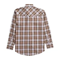 Ely Cattleman Textured Plaid Tall Mens Long Sleeve Western Shirt