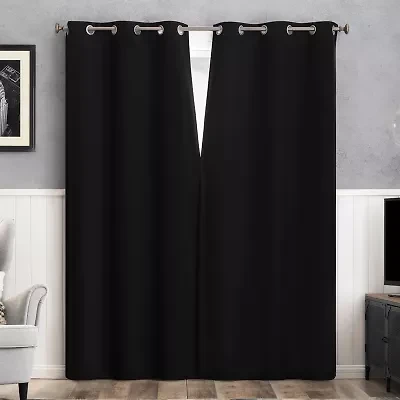 Sun Zero Glynn Magnetic Closure Grommet Top 100% Blackout Set of 2 Curtain Panel
