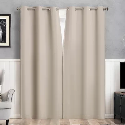 Sun Zero Glynn Magnetic Closure Grommet Top 100% Blackout Set of 2 Curtain Panel