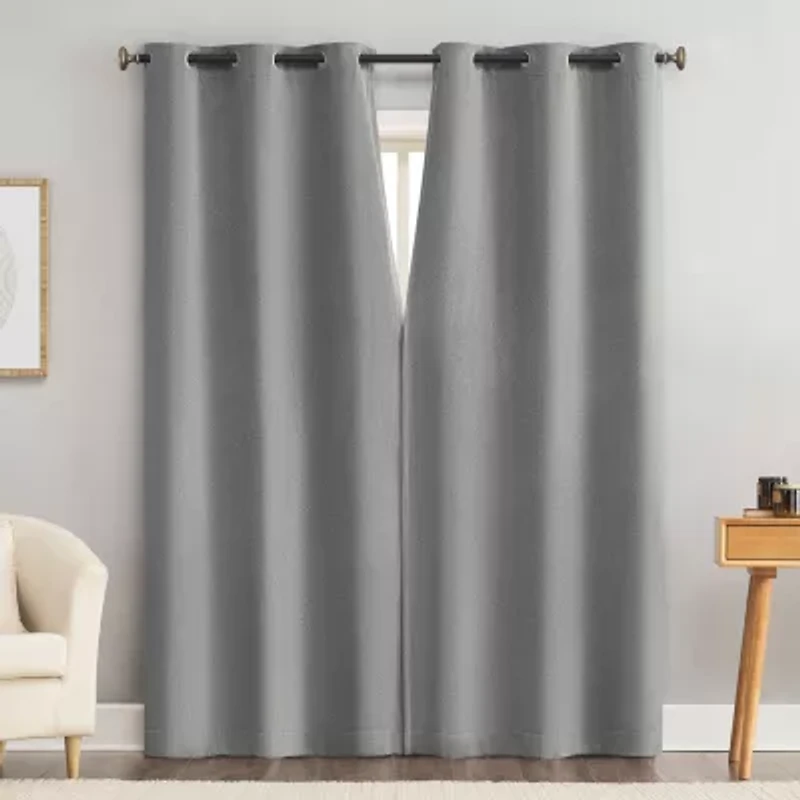 Sun Zero Glynn Magnetic Closure Grommet Top 100% Blackout Set of 2 Curtain Panel