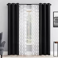 No 918 Harmon Embroidered Grommet Top Light-Filtering Set of 4 Curtain Panel