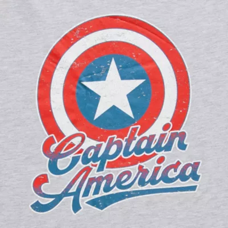Marvel Captain America Boyfriend Tee Womens Crew Neck Short Sleeve Regular Fit Juniors Graphic T-Shirt