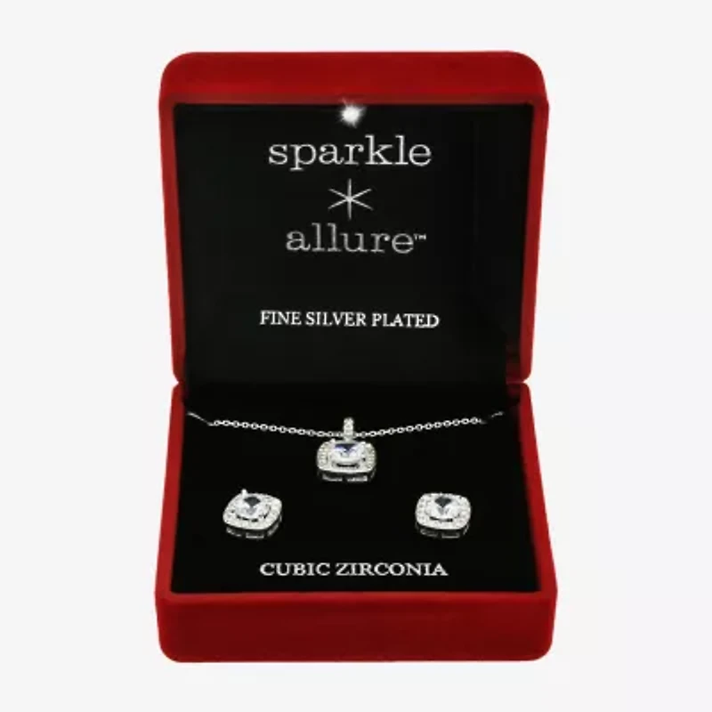 Sparkle Allure Womens Cubic Zirconia Pure Silver Over Brass Round -pc. Jewelry Set