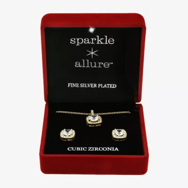 Sparkle Allure Womens Cubic Zirconia 14K Gold Over Brass Square 2-pc. Jewelry Set