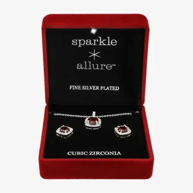 Sparkle Allure Womens Cubic Zirconia Pure Silver Over Brass Square 2-pc. Jewelry Set