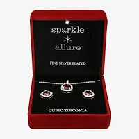 Sparkle Allure Womens Cubic Zirconia Pure Silver Over Brass Square 2-pc. Jewelry Set