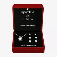 Sparkle Allure Womens Cubic Zirconia Pure Silver Over Brass Round 4-pc. Jewelry Set