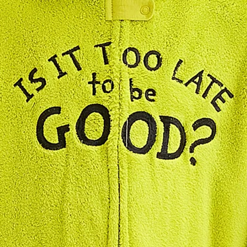 Little & Big Kid Unisex Dr. Seuss Grinch Fleece Hooded Long Sleeve Matching Family One Piece Pajama