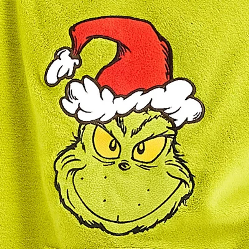 Little & Big Kid Girls Dr. Seuss Grinch Fleece Hooded Long Sleeve Matching Family Nightgown