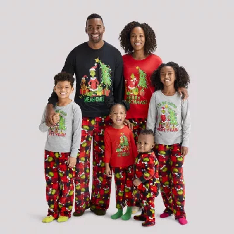 Toddler Unisex Dr. Seuss Grinch Microfleece Crew Neck Long Sleeve 2-pc. Matching Family Pajama Sets