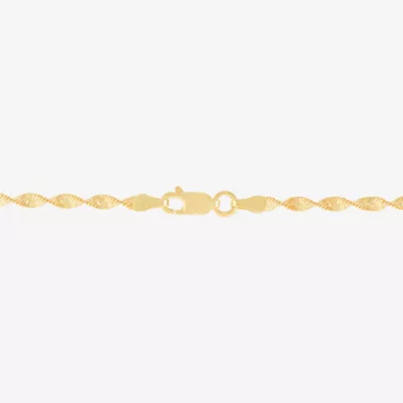 Made in Italy Womens 24K Gold Over Silver 7.5 Inch Solid Chain Bracelet