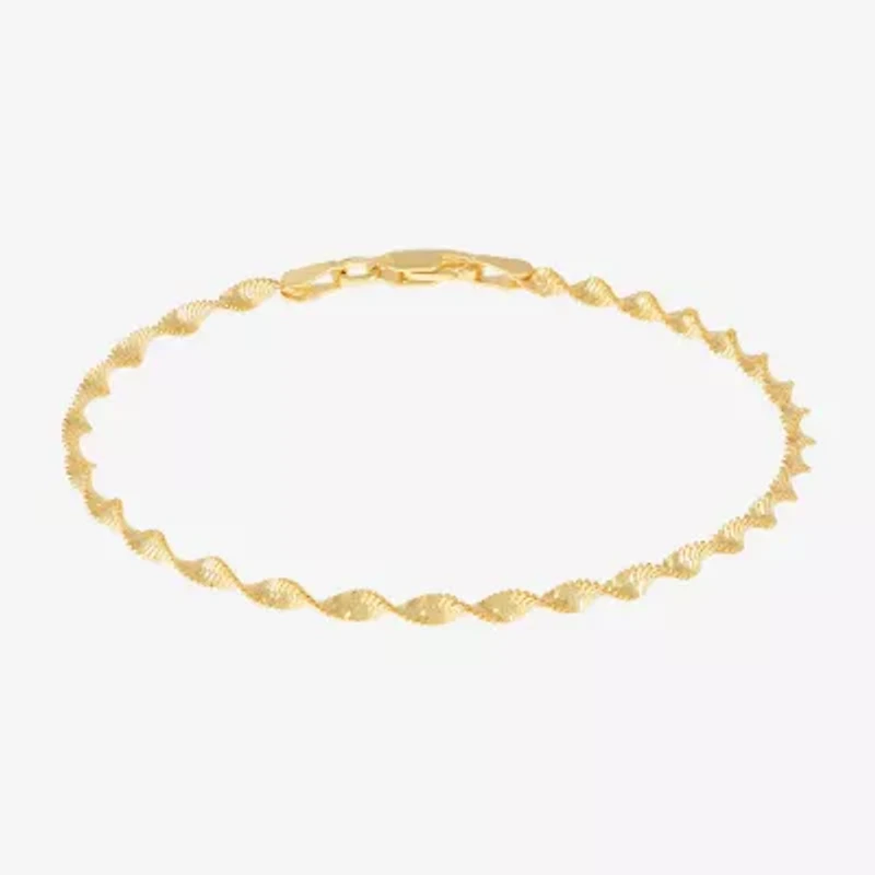 Made in Italy Womens 24K Gold Over Silver 7.5 Inch Solid Chain Bracelet