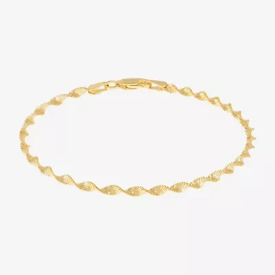 Made in Italy Womens 24K Gold Over Silver 7.5 Inch Solid Chain Bracelet