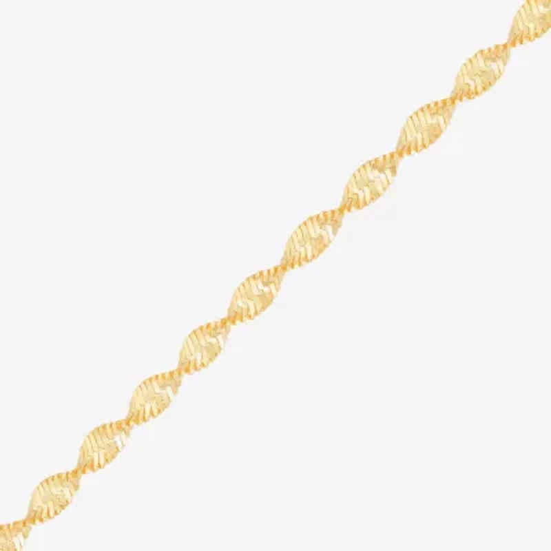 Made in Italy Womens 24K Gold Over Silver 7.5 Inch Solid Chain Bracelet