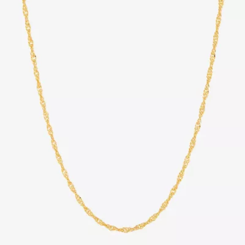 Made in Italy Womens 24K Gold Over Silver Inch Singapore Chain Necklace