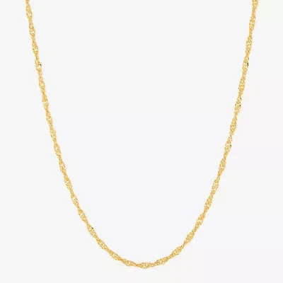 Made in Italy Womens 24K Gold Over Silver Inch Singapore Chain Necklace