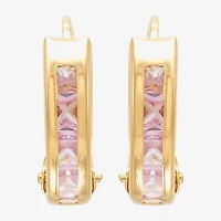 Limited Quantities! Girls Pink Cubic Zirconia 10K Gold 9.5mm Hoop Earrings