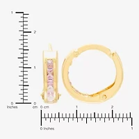 Limited Quantities! Girls Pink Cubic Zirconia 10K Gold 9.5mm Hoop Earrings