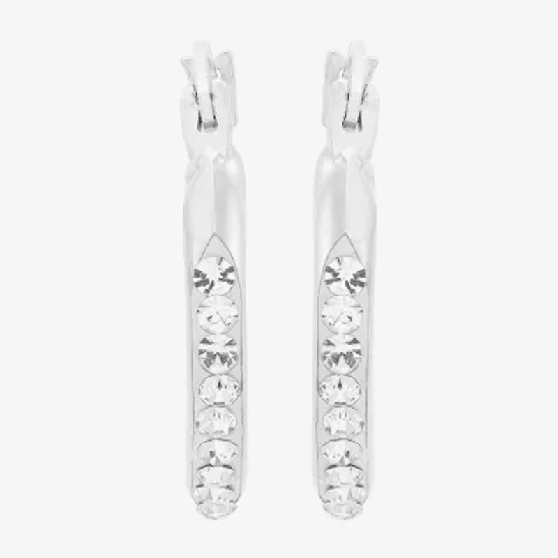 Limited Quantities! Womens Crystal 14K White Gold 15mm Hoop Earrings