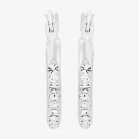 Limited Quantities! Womens Crystal 14K White Gold 15mm Hoop Earrings