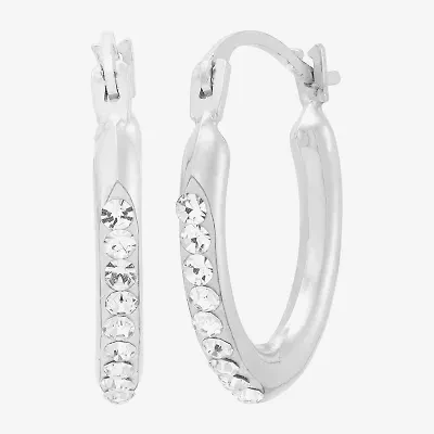 Limited Quantities! Womens Crystal 14K White Gold 15mm Hoop Earrings