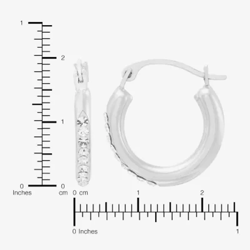 Limited Quantities! Womens Crystal 14K White Gold 15mm Hoop Earrings