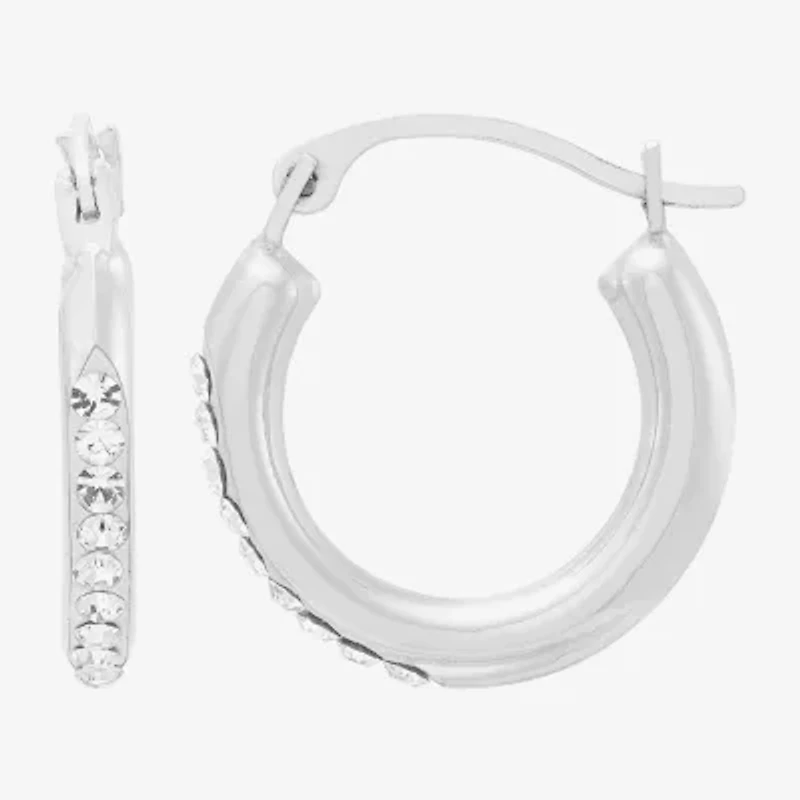 Limited Quantities! Womens Crystal 14K White Gold 15mm Hoop Earrings