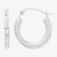 Limited Quantities! Womens Crystal 14K White Gold 15mm Hoop Earrings