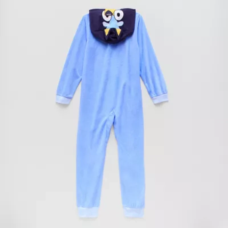 Little & Big Kid Girls Bluey Fleece Hooded Long Sleeve One Piece Pajama
